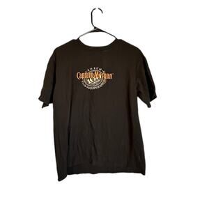 Tangerine Captain Morgan Black Cotton Short Sleeve Casual T-Shirt Women Sz L